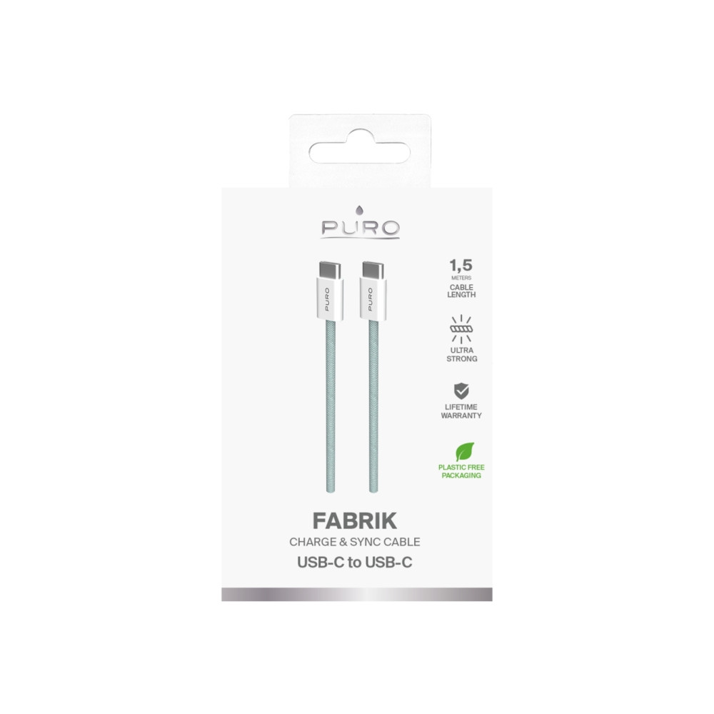 Produktbild för PURO PUCCCFABK415MTNGRN, 1,5 m, USB C, USB C, USB 2.0, Grön,...