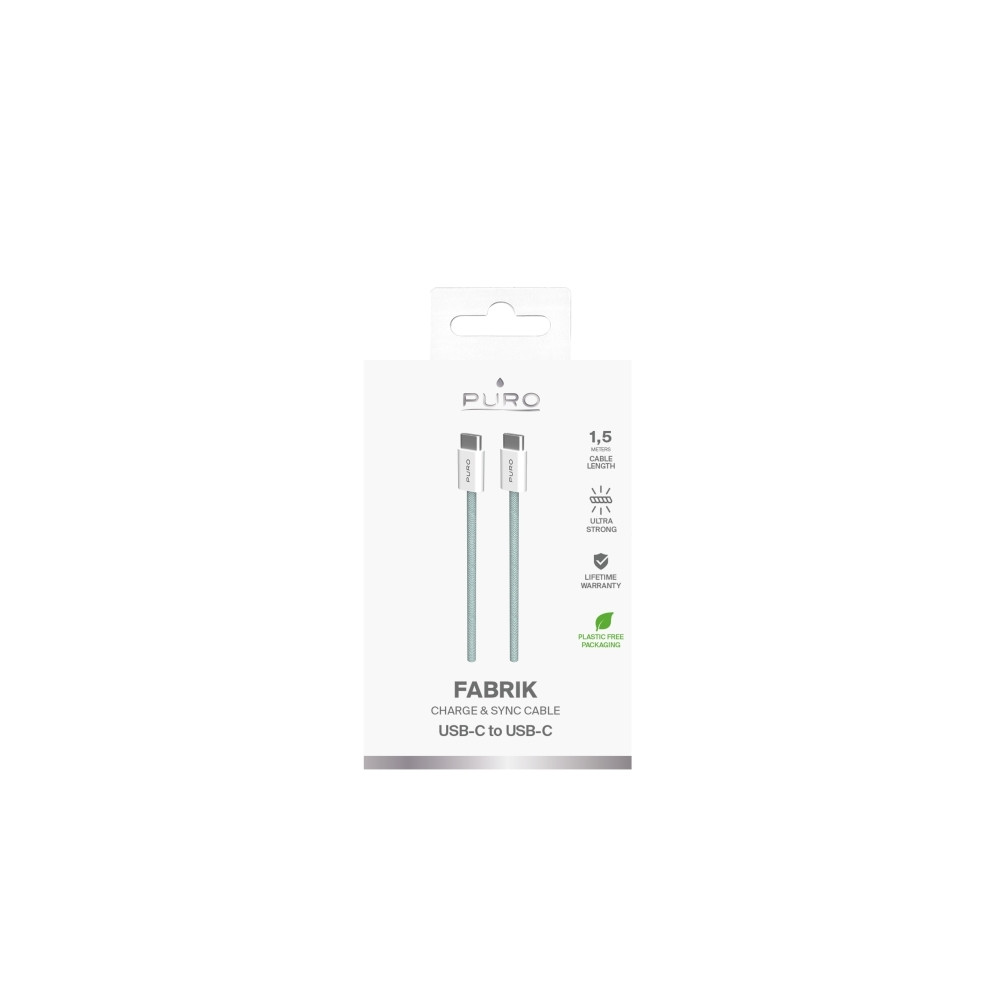Produktbild för PURO PUCCCFABK415MTNGRN, 1,5 m, USB C, USB C, USB 2.0, Grön,...