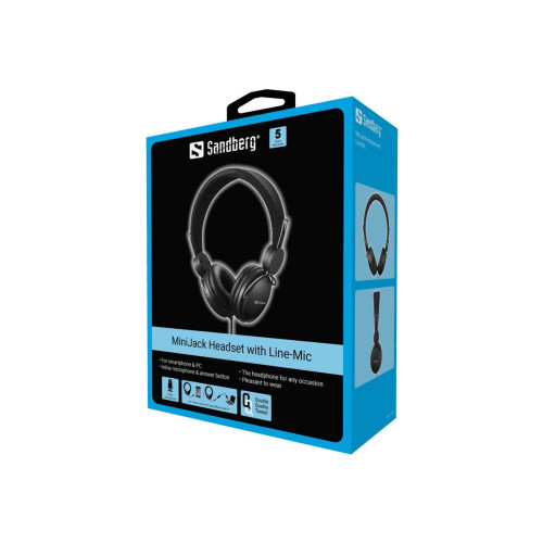 Sandberg Sandberg MiniJack Headset with Line-Mic - hörlurar med mikrofon - 3,5 mm kontakt