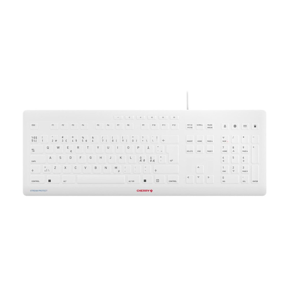 Produktbild för CHERRY STREAM KEYBOARD - tangentbord - hygieniskt tangentbord som kan desinficeras - QWERTY - Nordisk - pärlgrå Inmatningsenhet