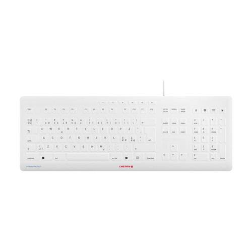 CHERRY CHERRY STREAM KEYBOARD - tangentbord - hygieniskt tangentbord som kan desinficeras - QWERTY - Nordisk - pärlgrå Inmatningsenhet