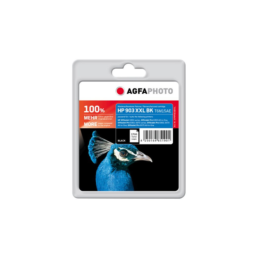 Produktbild för AgfaPhoto - Lång livslängd - svart - kompatibel - återanvänd - bläckpatron (alternativ för: HP 903XL, HP T6M15AE)