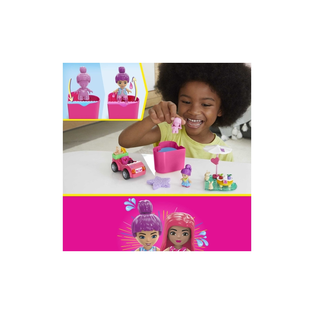 Produktbild för MEGA Barbie Color Reveal Bilresa med cabriolet, Byggsats, 4...