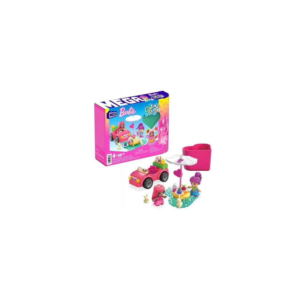 Produktbild för MEGA Barbie Color Reveal Bilresa med cabriolet, Byggsats, 4...