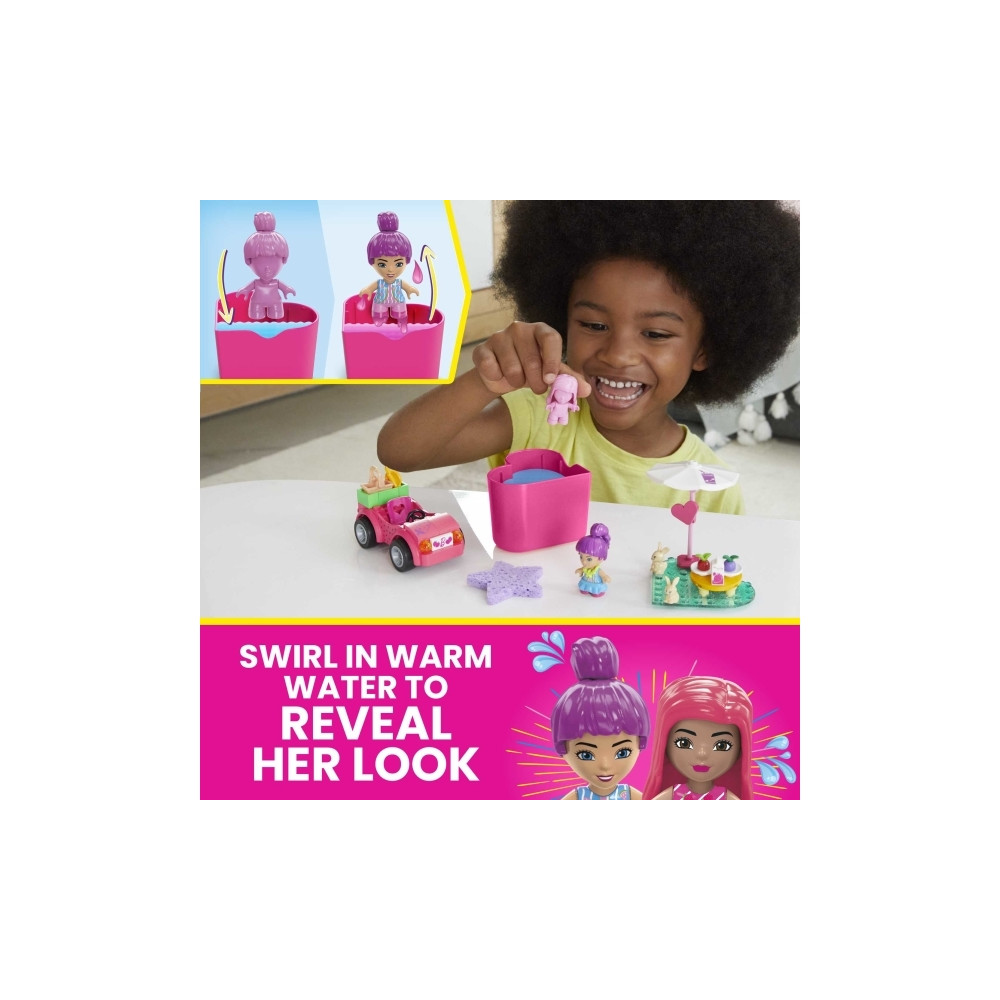 Produktbild för MEGA Barbie Color Reveal Bilresa med cabriolet, Byggsats, 4...