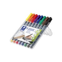 Produktbild för STAEDTLER Lumocolor - fiberspetspenna - svart, röd, blå, grön, gul, orange, brun, violett (paket om 8)