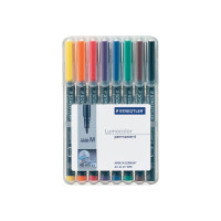 Produktbild för STAEDTLER Lumocolor - fiberspetspenna - svart, röd, blå, grön, gul, orange, brun, violett (paket om 8)