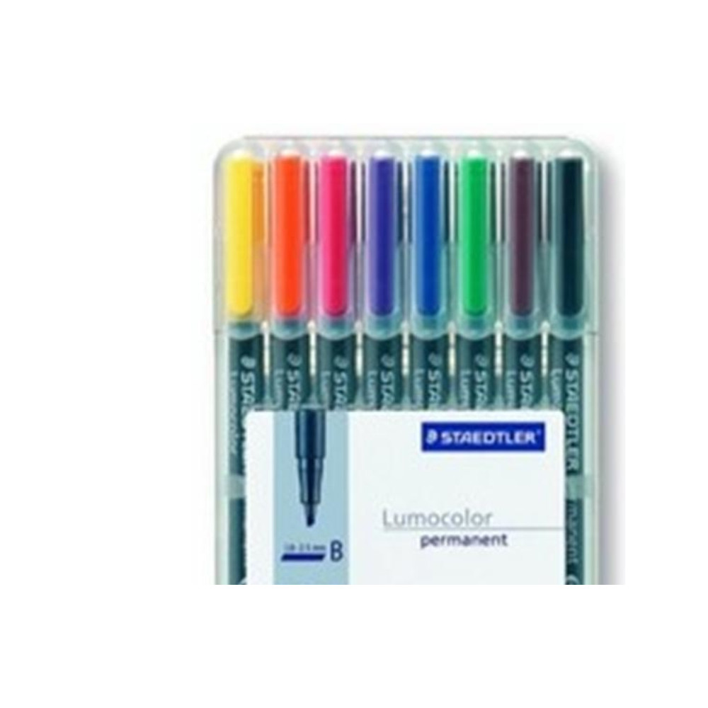 Produktbild för STAEDTLER Lumocolor - fiberspetspenna - svart, röd, blå, grön, gul, orange, brun, violett (paket om 8)