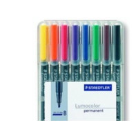 Produktbild för STAEDTLER Lumocolor - fiberspetspenna - svart, röd, blå, grön, gul, orange, brun, violett (paket om 8)