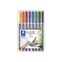 Produktbild för STAEDTLER Lumocolor - fiberspetspenna - svart, röd, blå, grön, gul, orange, brun, violett (paket om 8)
