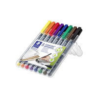 Produktbild för STAEDTLER Lumocolor - fiberspetspenna - svart, röd, blå, grön, gul, orange, brun, violett (paket om 8)