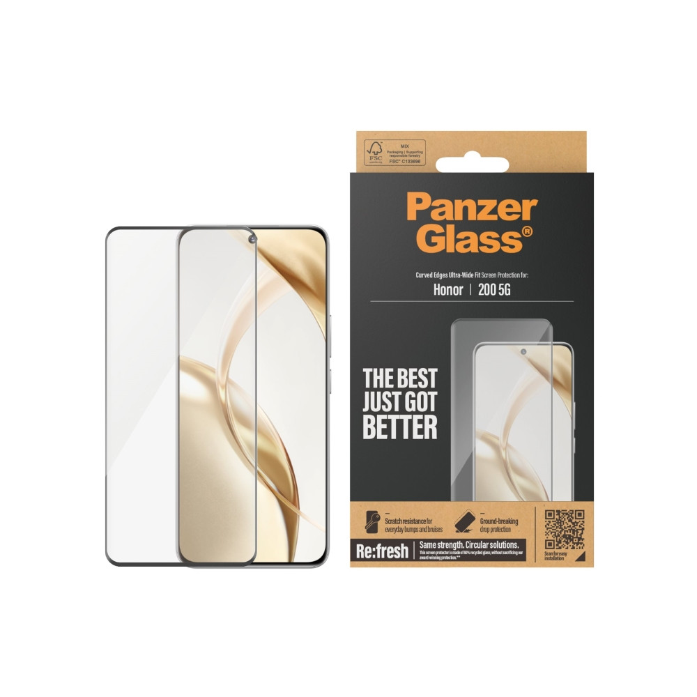 Produktbild för PanzerGlass - skärmskydd för mobiltelefon - ultra-bred passform, böjda kanter