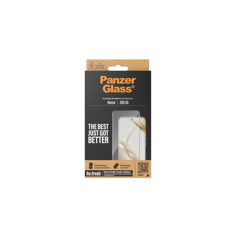 Produktbild för PanzerGlass - skärmskydd för mobiltelefon - ultra-bred passform, böjda kanter