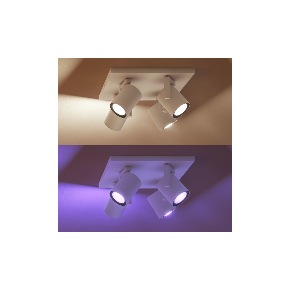 Produktbild för Philips Hue White and Color Ambiance Argenta - spotlight - LED-spotlight x 4 - GU10 - 4.2 W - 16 miljoner färger - 2000-6500 K - vit