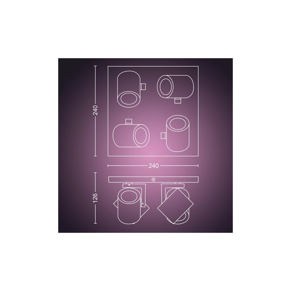 Produktbild för Philips Hue White and Color Ambiance Argenta - spotlight - LED-spotlight x 4 - GU10 - 4.2 W - 16 miljoner färger - 2000-6500 K - vit
