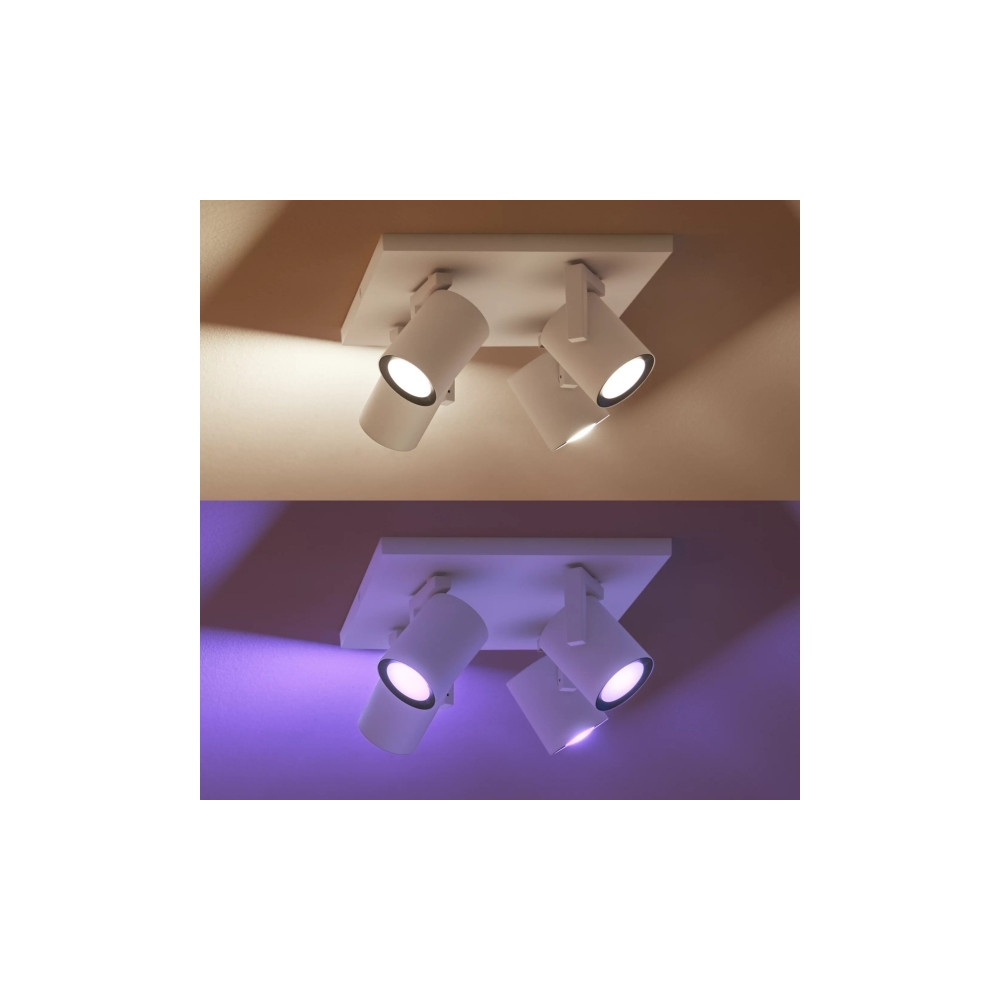 Produktbild för Philips Hue White and Color Ambiance Argenta - spotlight - LED-spotlight x 4 - GU10 - 4.2 W - 16 miljoner färger - 2000-6500 K - vit