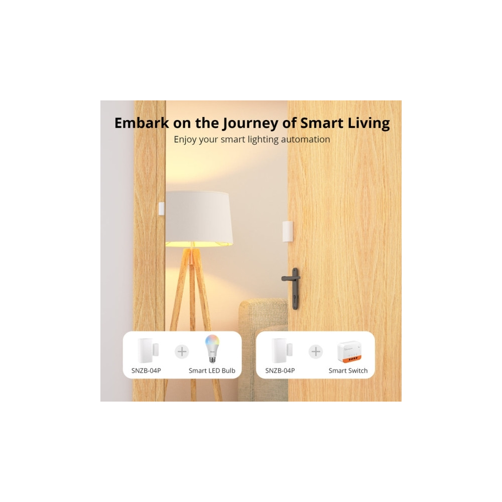 Produktbild för Sonoff SNZB-04P, Trådlös, Wi-Fi, Vit, Dörr/fönster, 30 m, Pl...