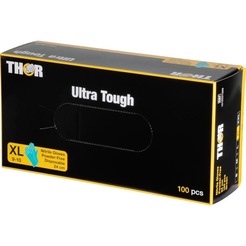 Produktbild för Engångshandske, THOR Ultra Tough, XL, grön, nitril, puderfri