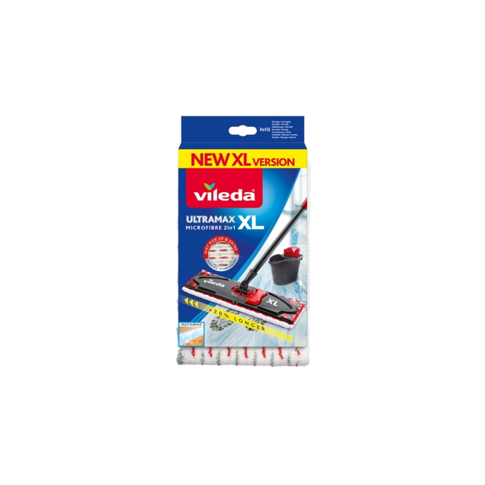 Produktbild för Vileda UltraMax XL, Moppdyna, Röd, Vit, Mikrofiber, 1 styck,...