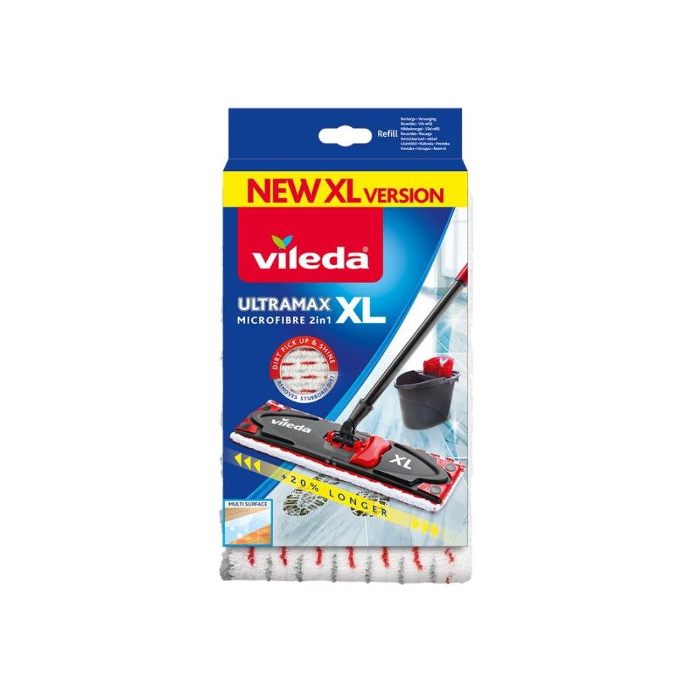 Produktbild för Vileda UltraMax XL, Moppdyna, Röd, Vit, Mikrofiber, 1 styck,...