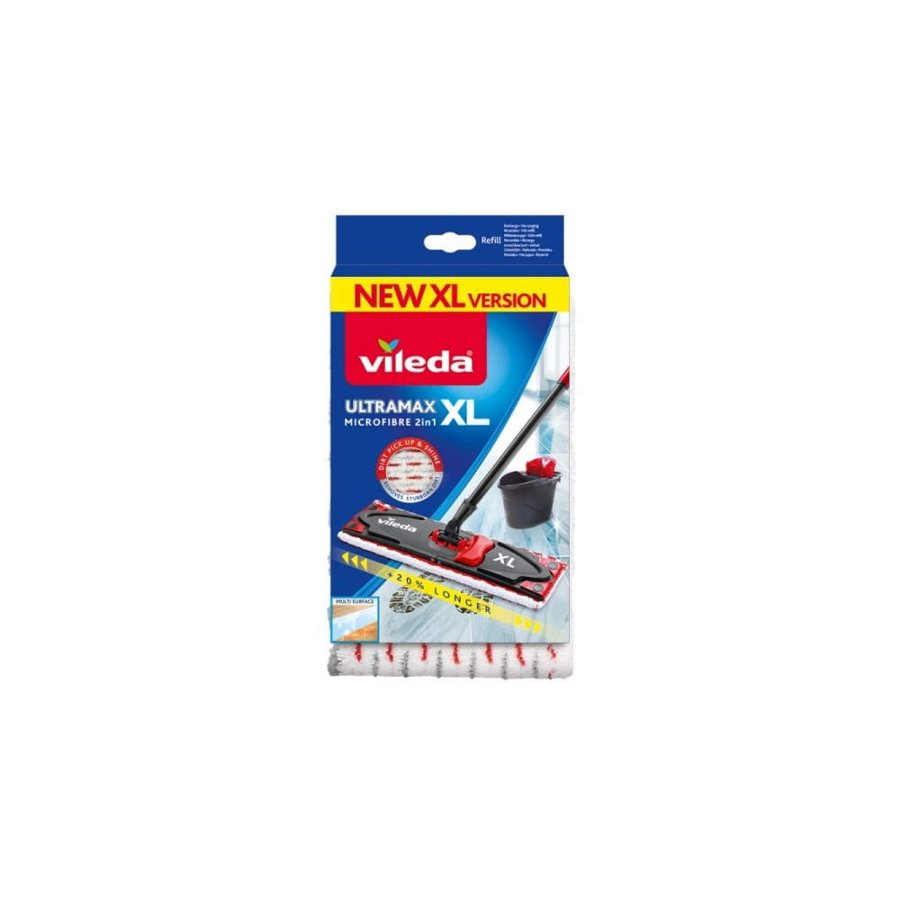 Produktbild för Vileda UltraMax XL, Moppdyna, Röd, Vit, Mikrofiber, 1 styck,...