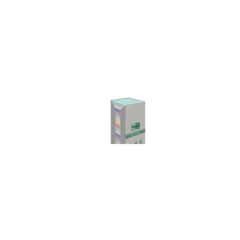 Produktbild för Post-it Recycled 654-1RPT - note - 76 x 76 mm - 1600 ark (16 x 100)