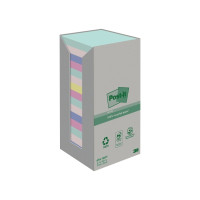 Produktbild för Post-it Recycled 654-1RPT - note - 76 x 76 mm - 1600 ark (16 x 100)