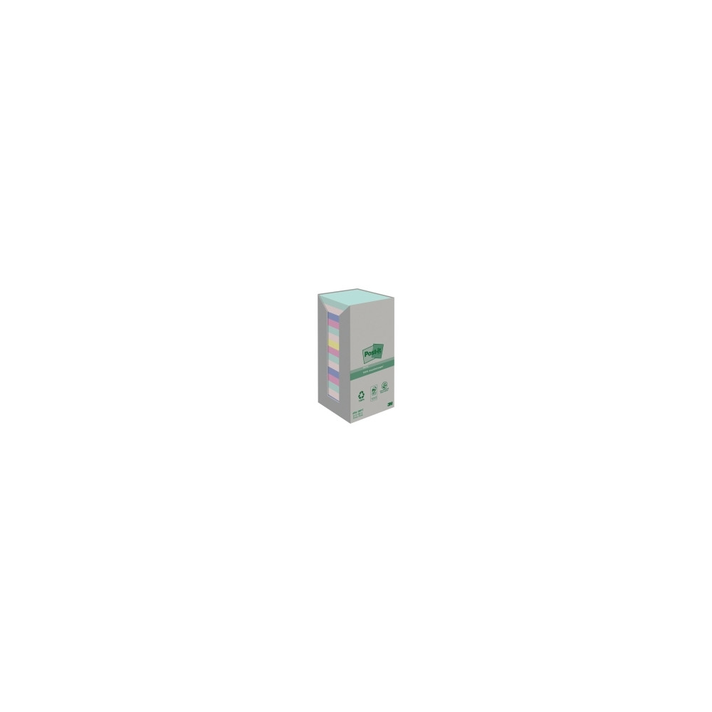 Produktbild för Post-it Recycled 654-1RPT - note - 76 x 76 mm - 1600 ark (16 x 100)