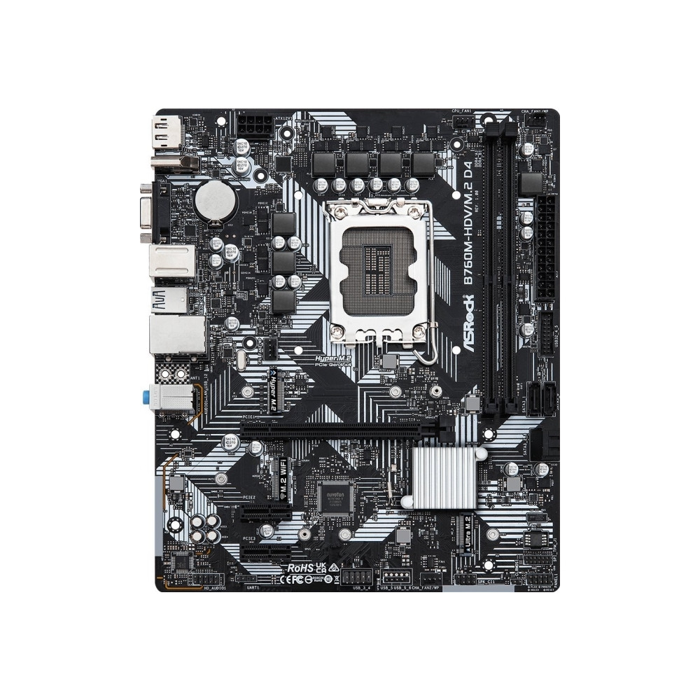 Produktbild för ASRock B760M-HDV/M.2 D4 - moderkort - micro ATX - LGA1700-uttag - B760