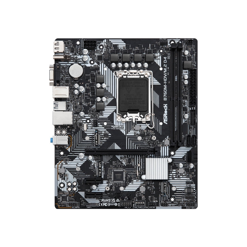 Produktbild för ASRock B760M-HDV/M.2 D4 - moderkort - micro ATX - LGA1700-uttag - B760