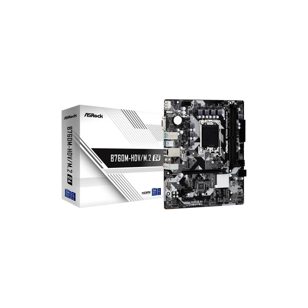 Produktbild för ASRock B760M-HDV/M.2 D4 - moderkort - micro ATX - LGA1700-uttag - B760