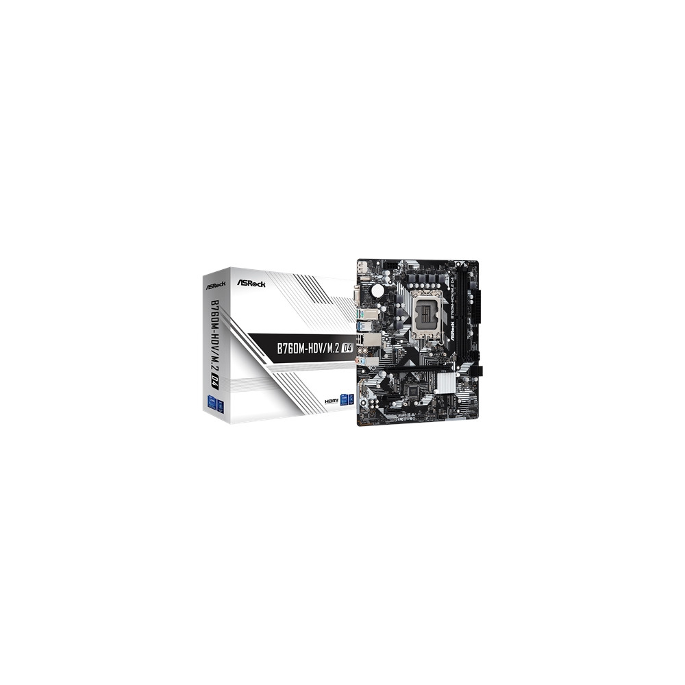 Produktbild för ASRock B760M-HDV/M.2 D4 - moderkort - micro ATX - LGA1700-uttag - B760