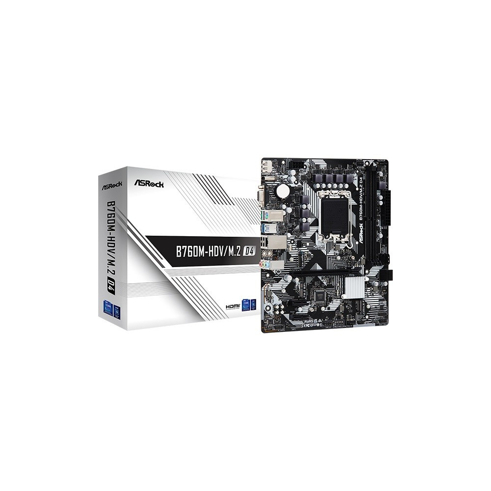 Produktbild för ASRock B760M-HDV/M.2 D4 - moderkort - micro ATX - LGA1700-uttag - B760