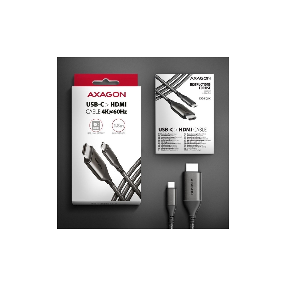 Produktbild för AXAGON RVC-HI2MC - videokort - USB-C / HDMI - 1.8 m