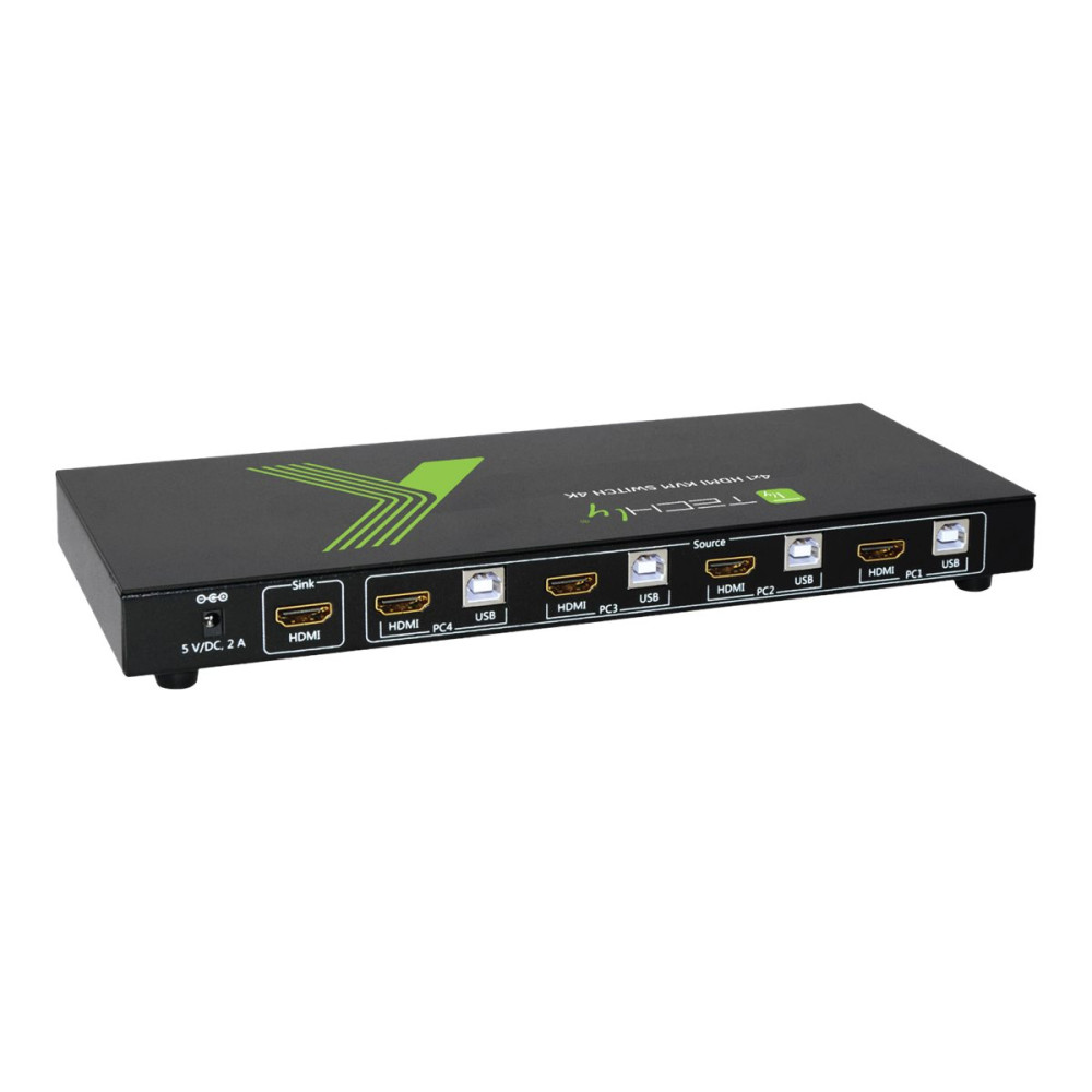 Produktbild för TECHly 4x1 USB HDMI KVM Switch 4Kx2K - omkopplare för tangentbord/video/mus/ljud/USB - 4 portar