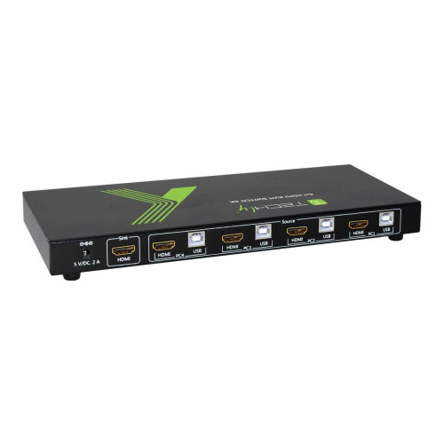 IC Intracom TECHly 4x1 USB HDMI KVM Switch 4Kx2K - omkopplare för tangentbord/video/mus/ljud/USB - 4 portar