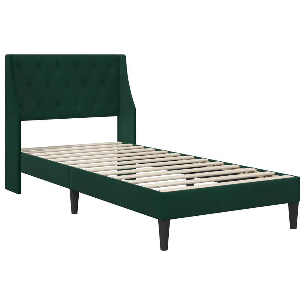 Produktbild för Sängram med madrass med madrass Mörkgrön 80 x 200 cm Sammet