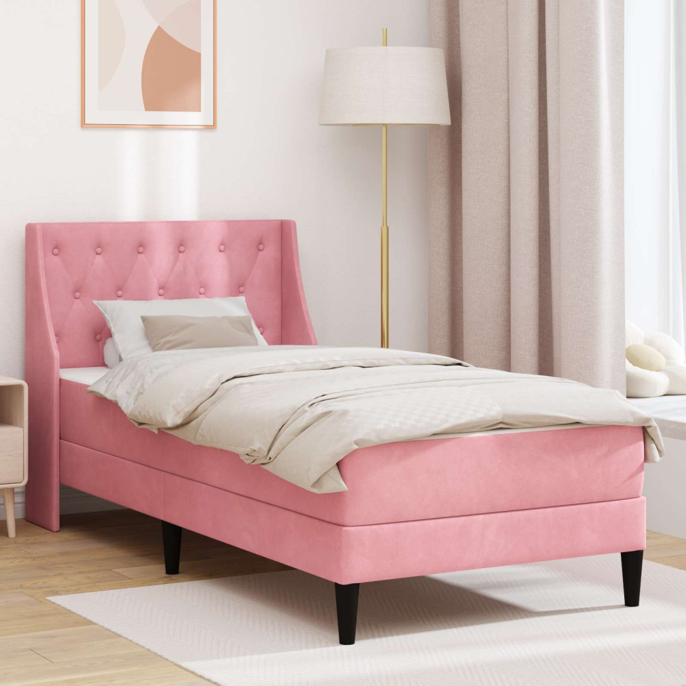 Produktbild för Sängram med madrass med madrass Rosa 80 x 200 cm Sammet
