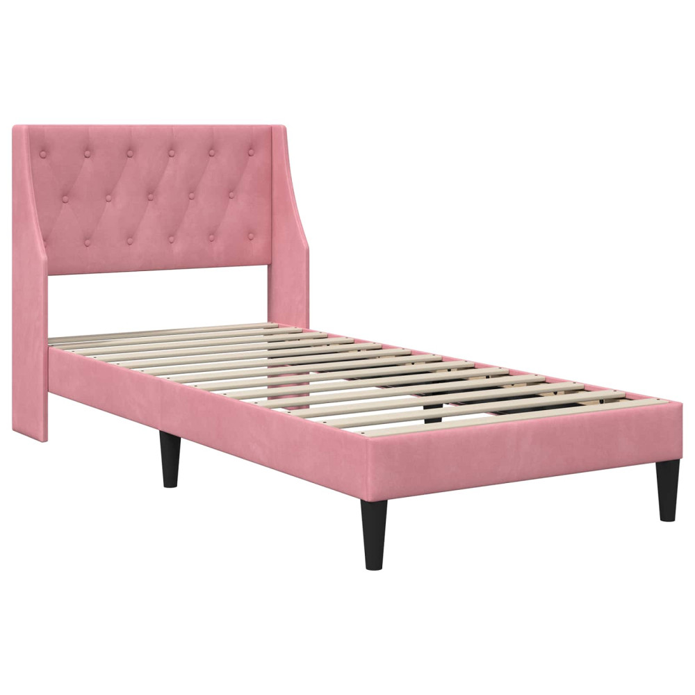 Produktbild för Sängram med madrass med madrass Rosa 80 x 200 cm Sammet