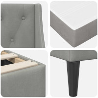 Produktbild för Sängram med madrass med madrass Ljusgrå 90 x 190 cm Sammet
