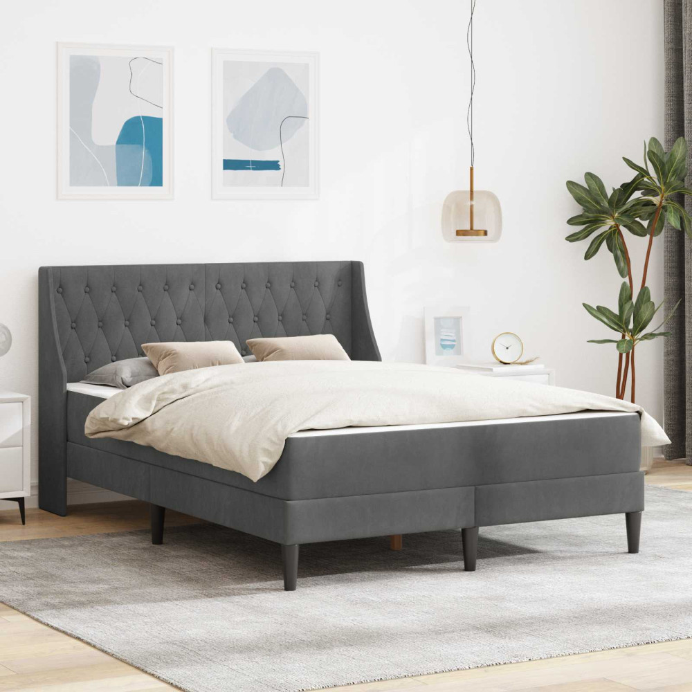 Produktbild för Sängram med madrass med madrass Mörkgrå 120 x 200 cm Sammet