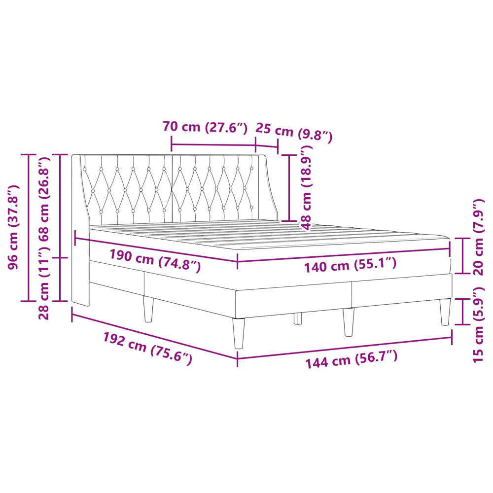 Produktbild för Sängram med madrass med madrass Mörkgrå 140 x 190 cm Sammet