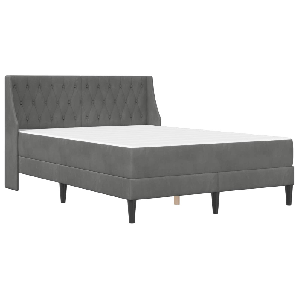 Produktbild för Sängram med madrass med madrass Mörkgrå 140 x 190 cm Sammet