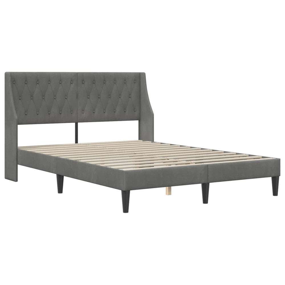 Produktbild för Sängram med madrass med madrass Mörkgrå 140 x 190 cm Sammet