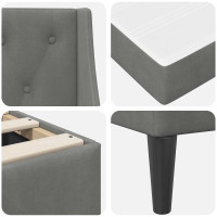 Produktbild för Sängram med madrass med madrass Mörkgrå 140 x 190 cm Sammet