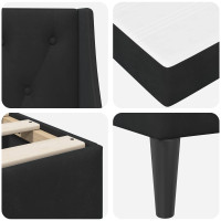 Produktbild för Sängram med madrass med madrass Svart 140 x 190 cm Sammet