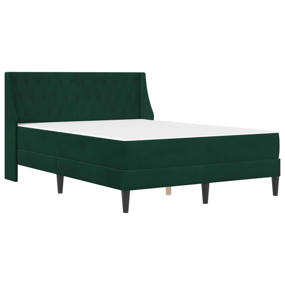 Produktbild för Sängram med madrass med madrass Mörkgrön 140 x 200 cm Sammet