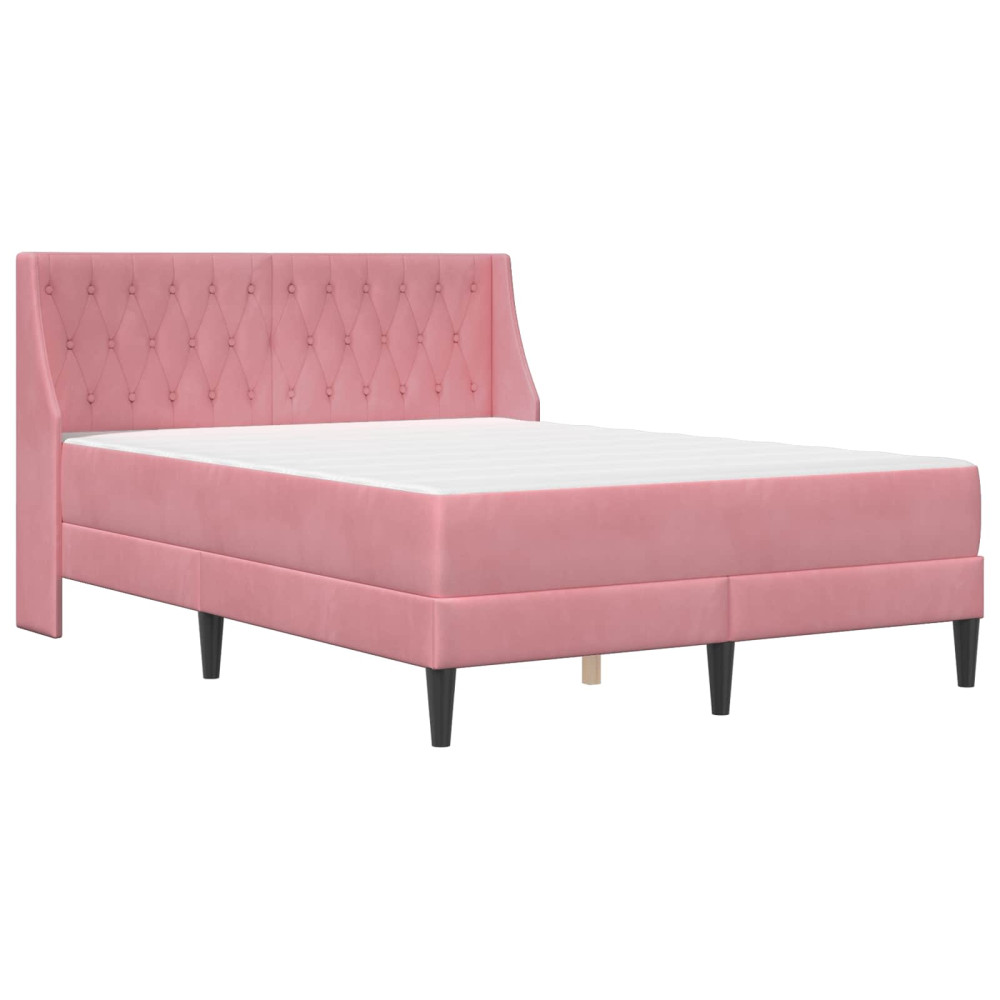 Produktbild för Sängram med madrass med madrass Rosa 140 x 200 cm Sammet