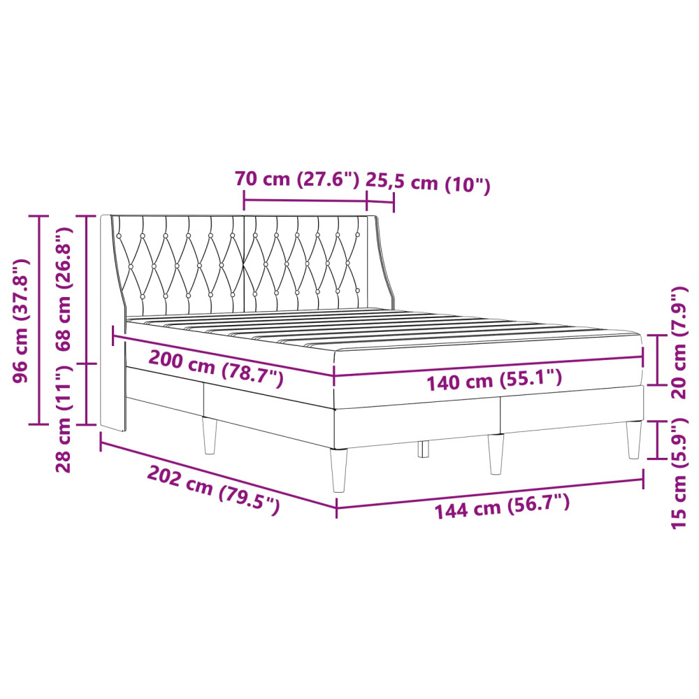 Produktbild för Sängram med madrass med madrass Blå 140 x 200 cm Sammet