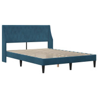 Produktbild för Sängram med madrass med madrass Blå 140 x 200 cm Sammet